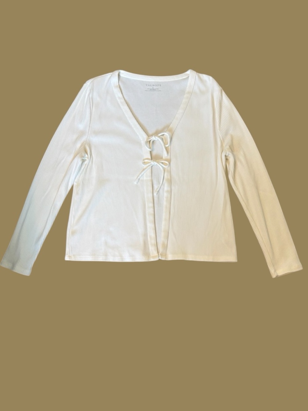 ✨ ELEVATED CLASSIC: Talbots Ribbed Tie-Front Twin Set | Jacket + Tank | XL ✨ - Picture 5 of 13